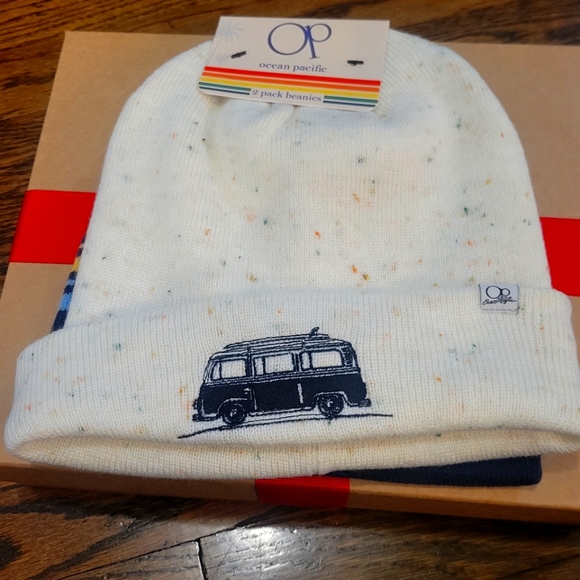 OCEAN PACIFIC/ 2 PACK/ IVORY/ BEANIE/ BLUE- IVORY - Picture 1 of 2